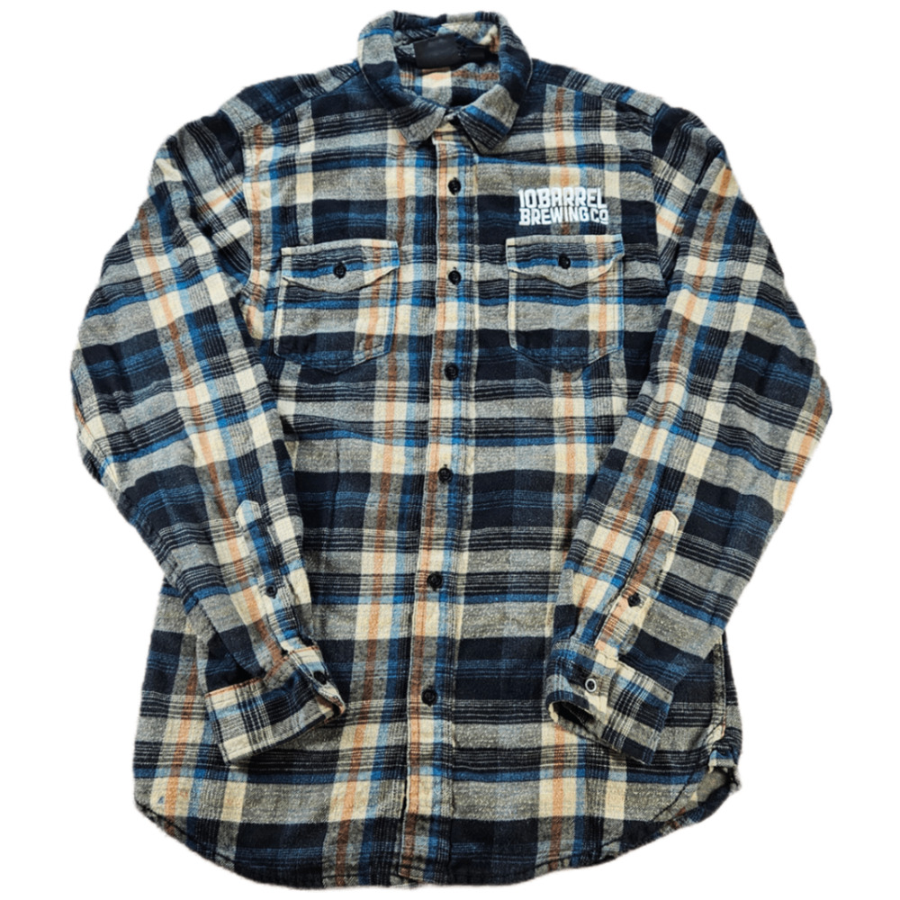 Burnside Casual Button-Down Shirt 10 Barrel Brewing Men's Plaid Small Flannel